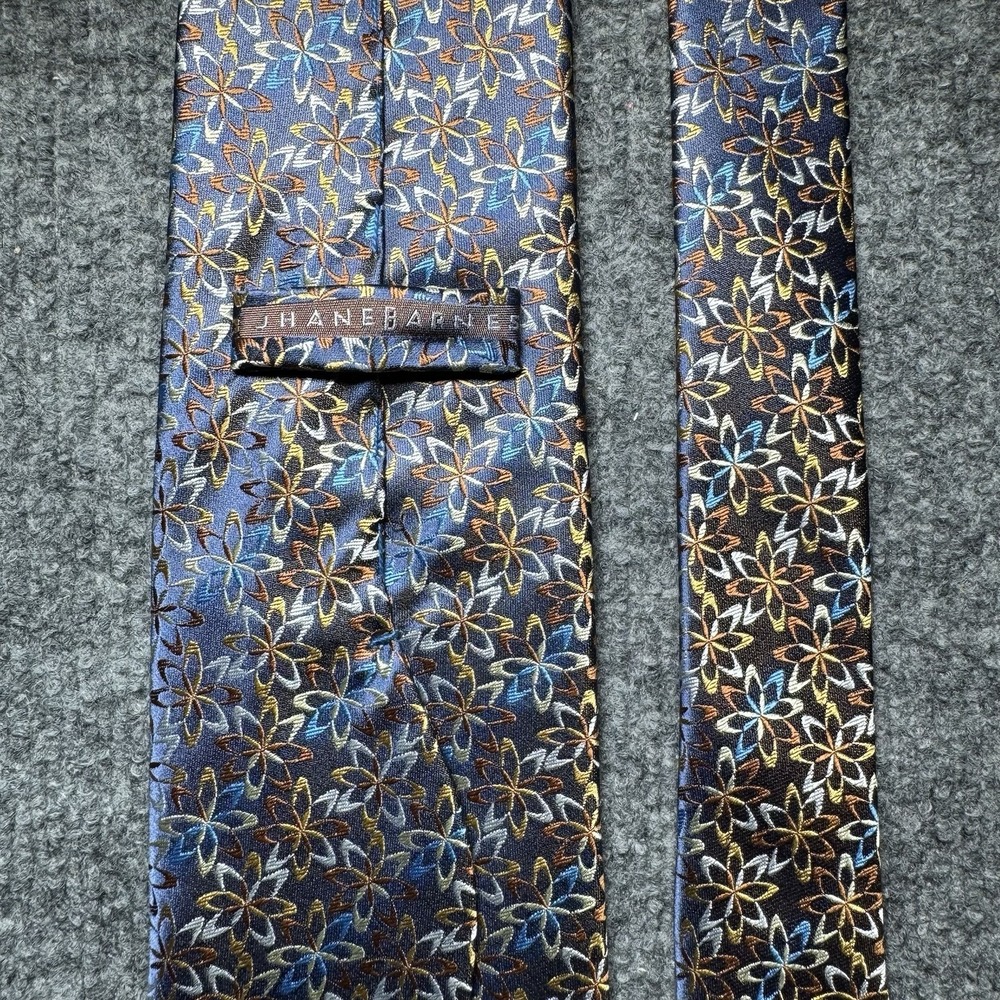 Jhane Barnes Men's 100% Silk Necktie JAPAN Designer Geometric Floral Multicolor - Picture 9 of 11